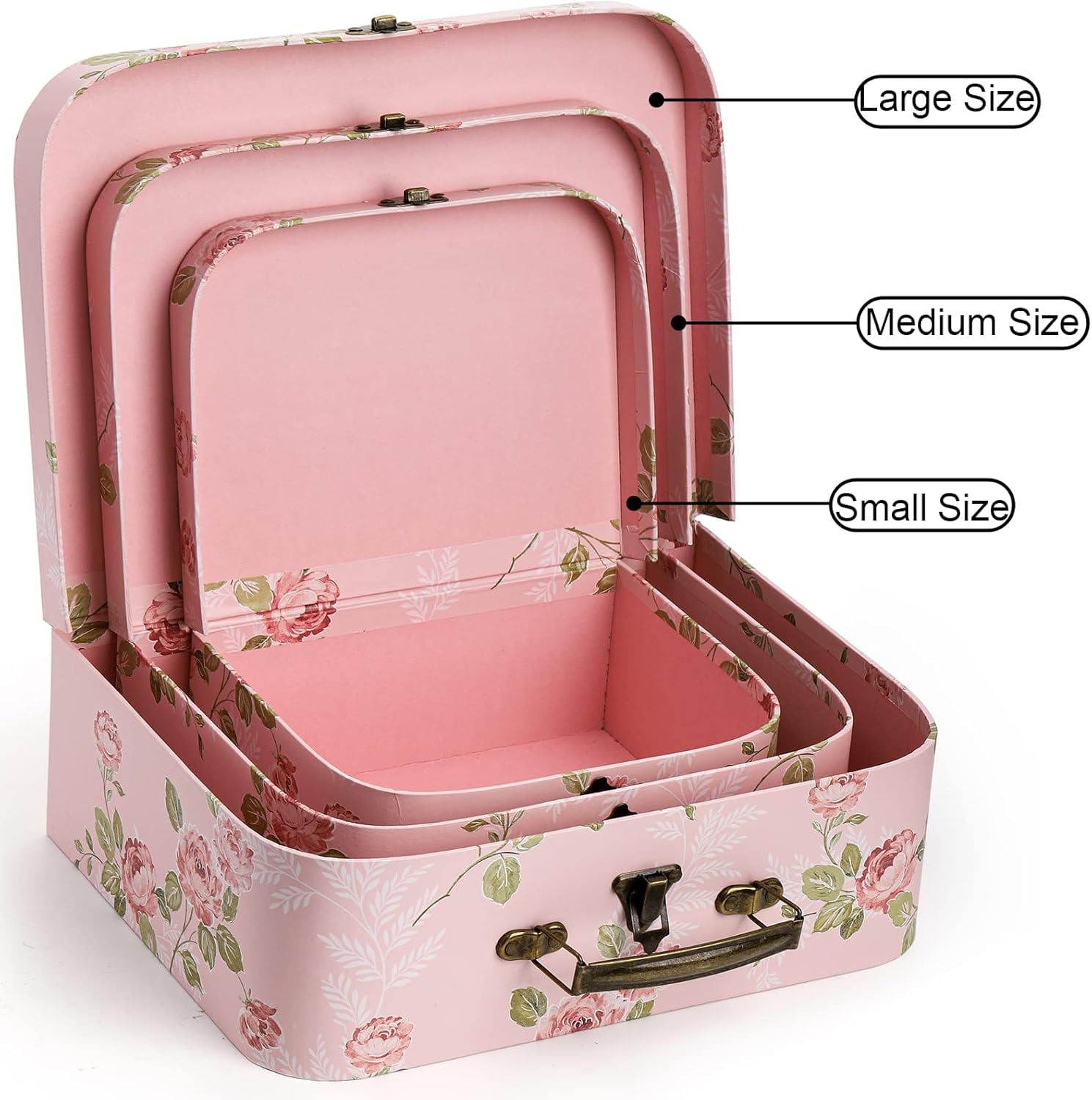 Paperboard Suitcases Storage Box Decorative Storage Boxes With Lids for Photo Storage Home Decoration, Wedding, Birthday, Anniversary