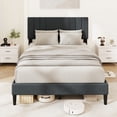 thumbnail image 4 of Gymax Full Size Bed Frame w/ Vertical Channel Tufted Headboard & Wooden Slats, 4 of 10