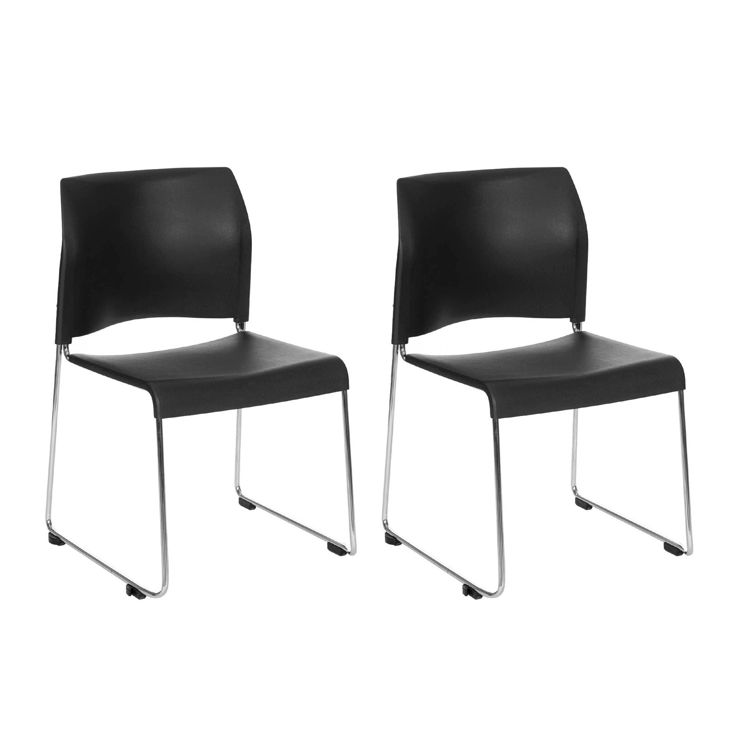 Hampden Furnishings Jody Collection Plastic Stack Chair, Black, Pack of 2