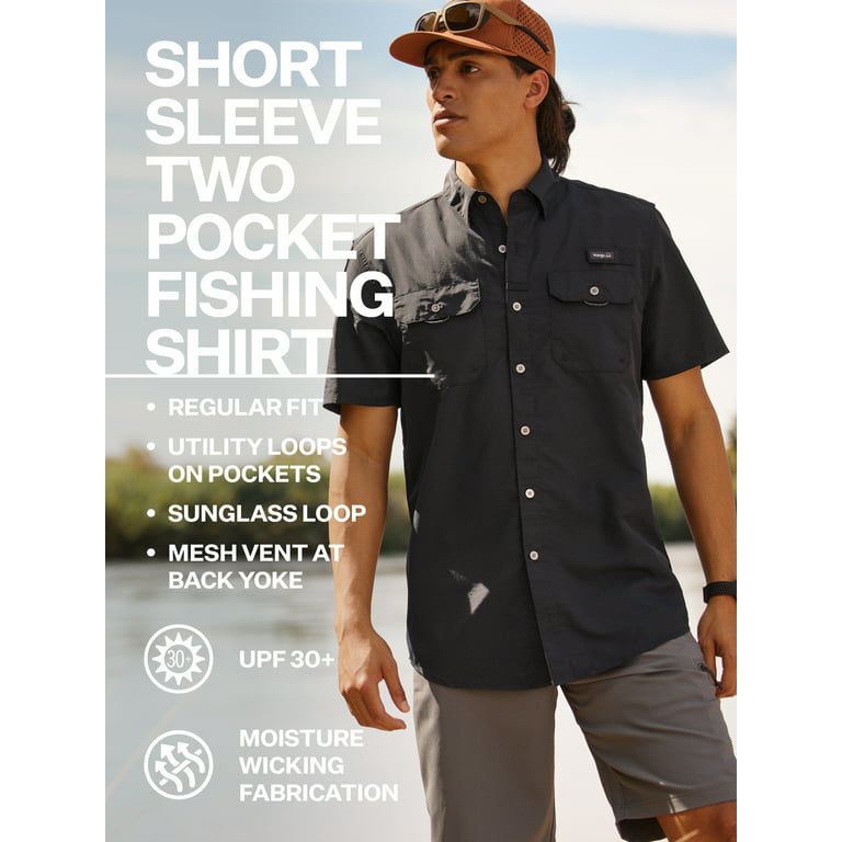 Wrangler Men's Outdoor Short Sleeve Fishing Shirt with UPF 40 Protection, Sizes S-5xl, Gray