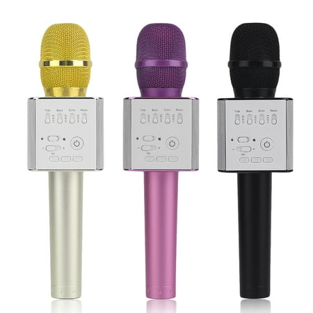 Hot Q9 Super Bass Handheld Microphone Wireless Mobile Phone Karaoke Microphone Handheld KTV Singing Speaker for IOS for Android, (Best Microphone For Android Phone)
