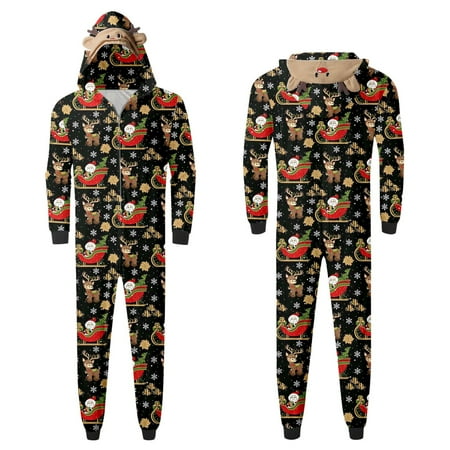 

ZRBYWB Family Matching Outfits Men Sleepwear For Christmas Family Matching Pajamas Cute Big Headed Deer Print Plaid Long Sleeve Jumpsuit Soft Suitable Holiday Romper Homewear