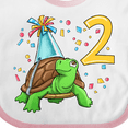 thumbnail image 4 of Inktastic 2nd Birthday Cute Turtle in Party Hat with Confetti Boys or Girls Baby Bib, 4 of 4