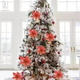 thumbnail image 4 of Gustave 12 Pieces Glitter Artificial Christmas Flowers, 5.91" Christmas Poinsettia Glitter Flowers for Wedding Christmas Tree Wreaths Ornament Decorations Home Decor, 4 of 7