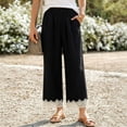 thumbnail image 5 of hlysgo Wide Leg Pants Fashion Lace Hem Elastic Waist Uniform Pants Summer Streetwear Palazzo Slacks with Pockets Black,M, 5 of 5
