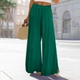 thumbnail image 4 of Casual Baggy Pants for Women Wide Leg Loose Palazzo Pants with Pocket Drawstring Elastic Waist Side Slit Lounge Trousers, Green, M, 4 of 6