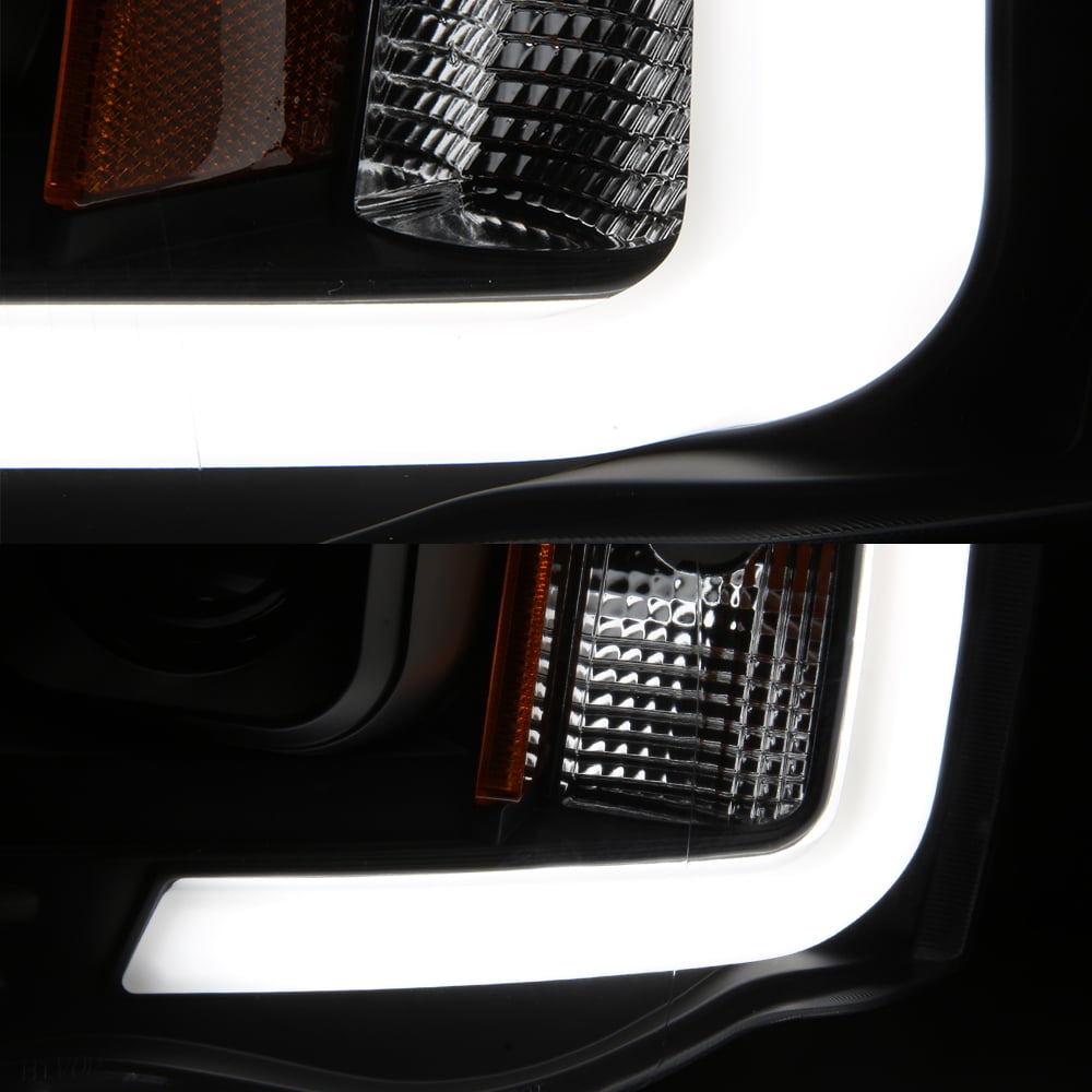 AKKON - For 2002-2005 Dodge Ram 1500 03-05 2500 3500 Black LED Tube Projector Headlights Pair Left+Right Side