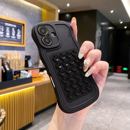 Phone Case - 8 Colors Multi-Directional Wave Border Anti-Drop Full Cover Phone Case with Suction Cup for Apple Iphone 11/12/13/14/15/16 Pro Plus Max