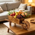 thumbnail image 4 of Hyknon Wooden Wagon Plantser Box, Garden Plants Cart with Wheels Handle, Rural Farmhouse Flower Basket, Cart Storage Basket Decor for Home Garden Outdoor Balcony Vegetables Flowers Herbs 18.5"L 7.5"H, 4 of 7