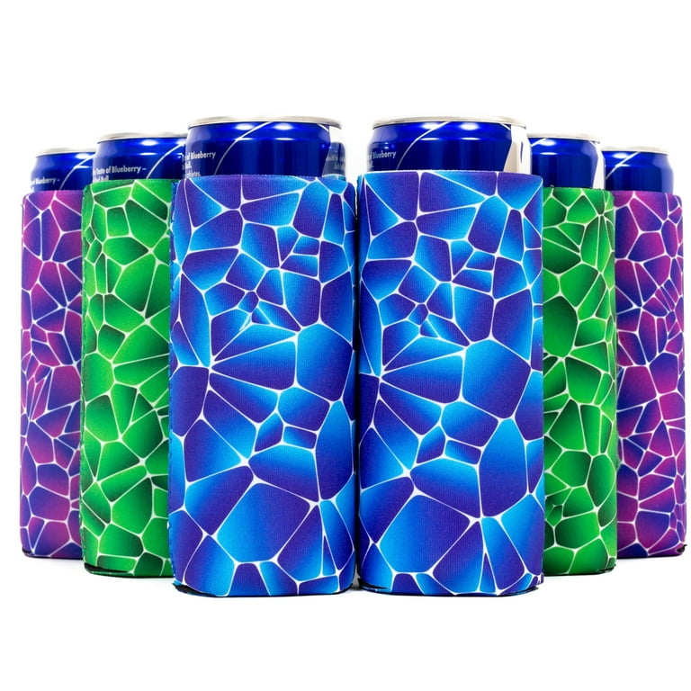 WELLFLYHOM Aqua Flower Beer Can Sleeve Water Bottle Holder Covers Skinny  Beer Koozies for Cans Drink Cooler for Outdoor Travel Beach Party