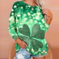 thumbnail image 2 of JURANMO Women's St Patricks Day Sweatshirt Long Sleeve Pullover Blouses Shamrock Graphic Irish Shirts Casual Crewneck Tees Tops Green L Limited Time Deals of The Day, 2 of 9