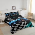 thumbnail image 3 of Twin Comforter Set Erosebridal,Race Car Bed Sports Car Toddler Bedding Sets,Black White Buffalo Checkered Comforter Set Square Grid Plaid Lattice Quilt,Blue, 3 of 6