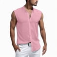 thumbnail image 2 of Mens Casual Button Down Shirts Summer Solid Color V Neck Sleeveless Slim Fit Plain Basics Tops Daily-Wear, 2 of 3