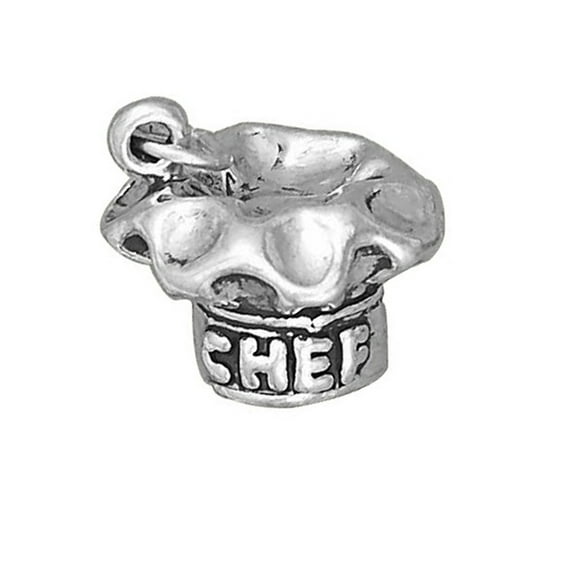 Sterling Silver 16" .8mm Box Chain 3D "CHEF" Hat Pendant Necklace