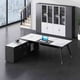 thumbnail image 3 of Wooden L Shaped Office Desks Bureau Modern Multifunctional Drawers Office Desks Keyboard Reception Scrivania Angolare Furnitures My Lux Decor Round, 3 of 24