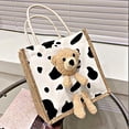thumbnail image 3 of Bolso de mano portátil con bonito oso de peluche, bolsa de compras de gran capacidad con asa superior Talla única, 3 of 8