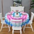 thumbnail image 2 of Colorful Mandala Tie Dye Pattern Round Tablecloth 60"x60",Wrinkle Wipeable Table Cloth for Kitchen Dining Room Picnic Patio Party, 2 of 6