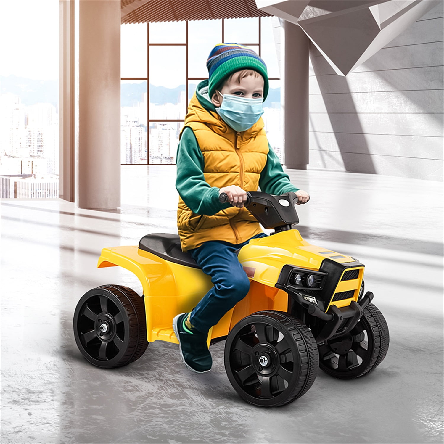 CIPACHO 6V Kids Ride On Car, Rugged 4-Wheeler Electric Cars to Ride Jeep Car for Children Child Boys, Gift Ride-On Car Vehicle Toy w/ LED Lights, MP3, Yellow CIPACHO 6V Kids Ride On Car, Rugged 4-Wheeler Electric Cars to Ride Jeep Car for Children Child Boys, Gift Ride-On Car Vehicle Toy w/ LED Lights, MP3, Yellow