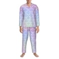 thumbnail image 4 of Bingfone Men'S Pajama Set 2 Piece Loungewear Pjs, Long Sleeve With Pajama Pants-Fish Scale1, 4 of 9