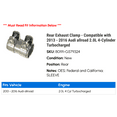 thumbnail image 2 of Rear Exhaust Clamp - Compatible with 2013 - 2016 Audi allroad 2.0L 4-Cylinder Turbocharged 2014 2015, 2 of 2