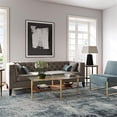 thumbnail image 6 of Allora Mid-Century Brass Metal Rectangle Coffee Table with Walnut Wood Shelf, 6 of 8