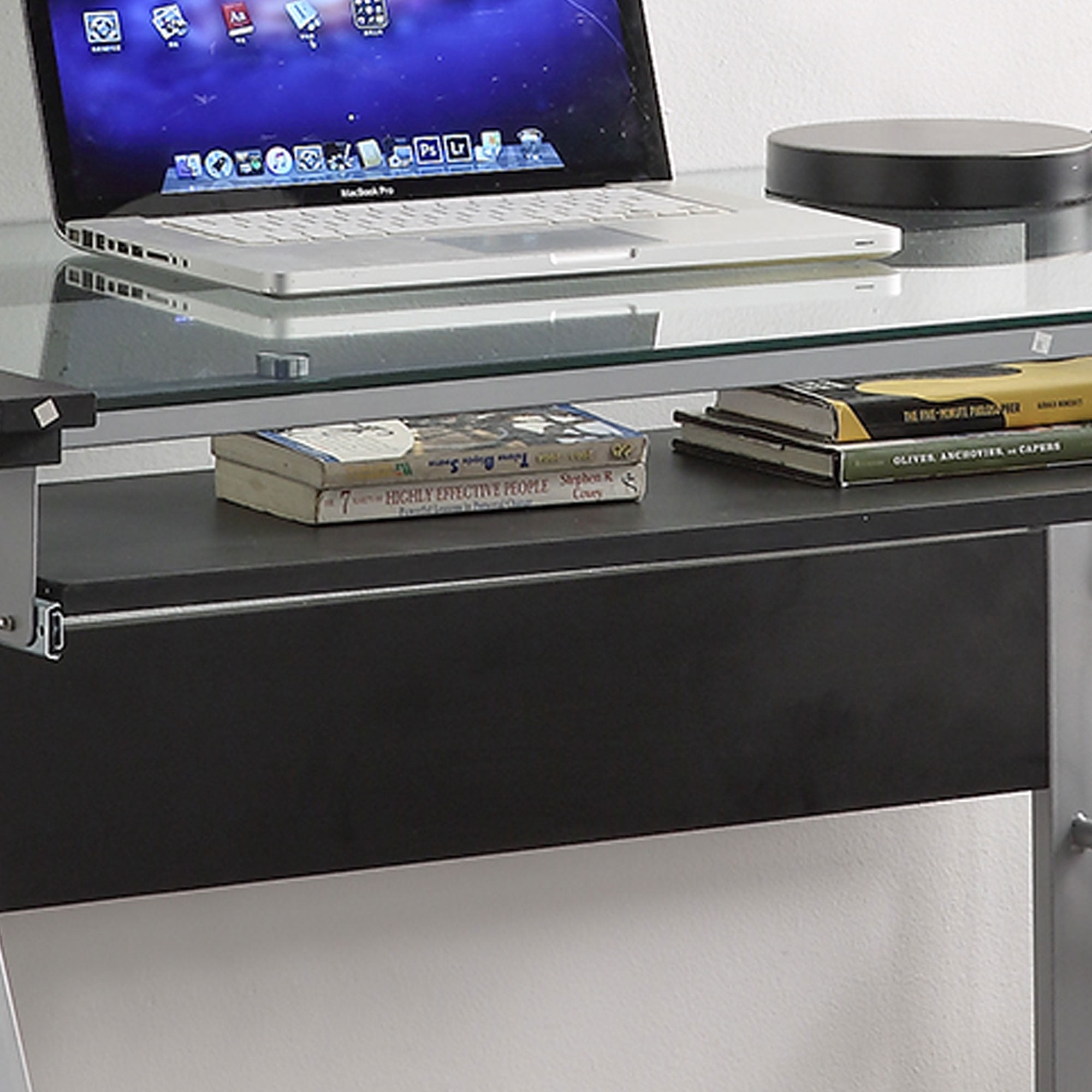 Kings Brand Furniture Chrome Metal Computer Desk – Clear Glass Top for Home Office, Study & Workspaces