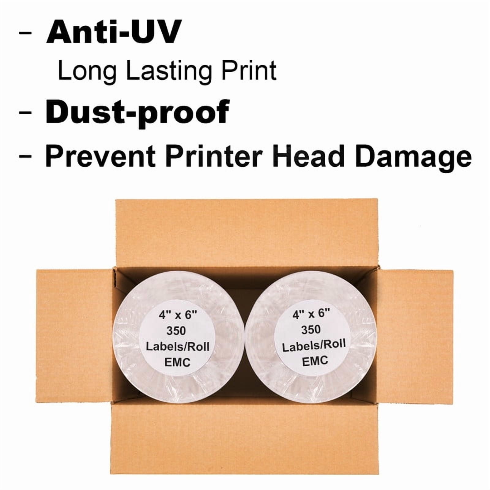4" x 6" Blank Thermal Shipping Labels, 5 Rolls of 350 Labels Each, for Zebra ZP-450 ZP-500 ZP-505 2844 Printers, Self-Adhesive Postage Labels