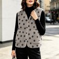 thumbnail image 5 of GUACER Womens Polka Dot Fleece Vest V Neck Cropped Loose Sleeveless Casual Jacket for Fall Winter, 5 of 7