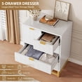 thumbnail image 4 of EastVita Modern 5 Drawer Dresser Wide Chest with Gold Metal Legs and Handles Wood Storage Organizer for Bedroom Living Room Hallway White, 4 of 6