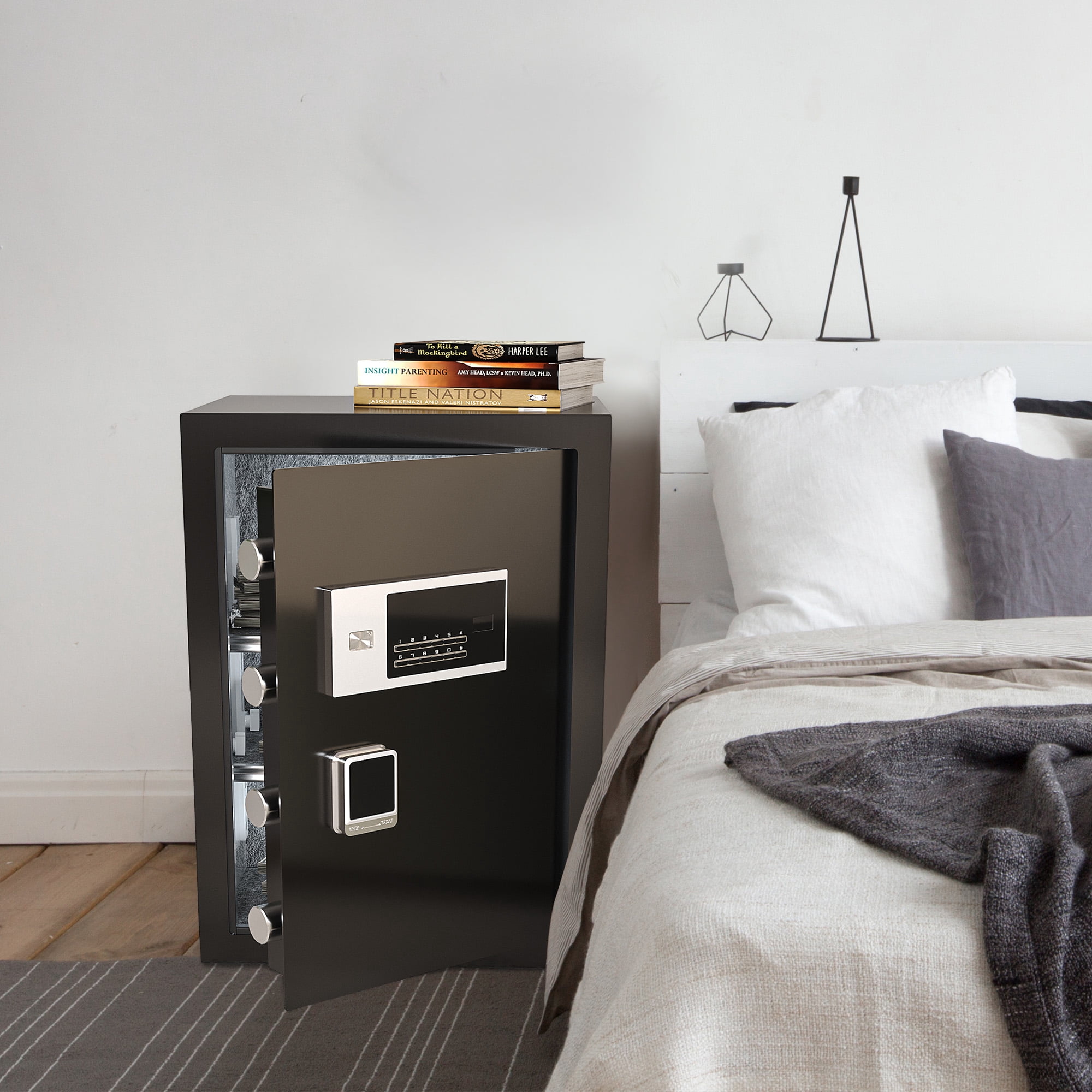 Dextrus 4 Cu.ft Steel Safe with Digital Lock, Fire-Resistant Bag, Shelves, and LED Light