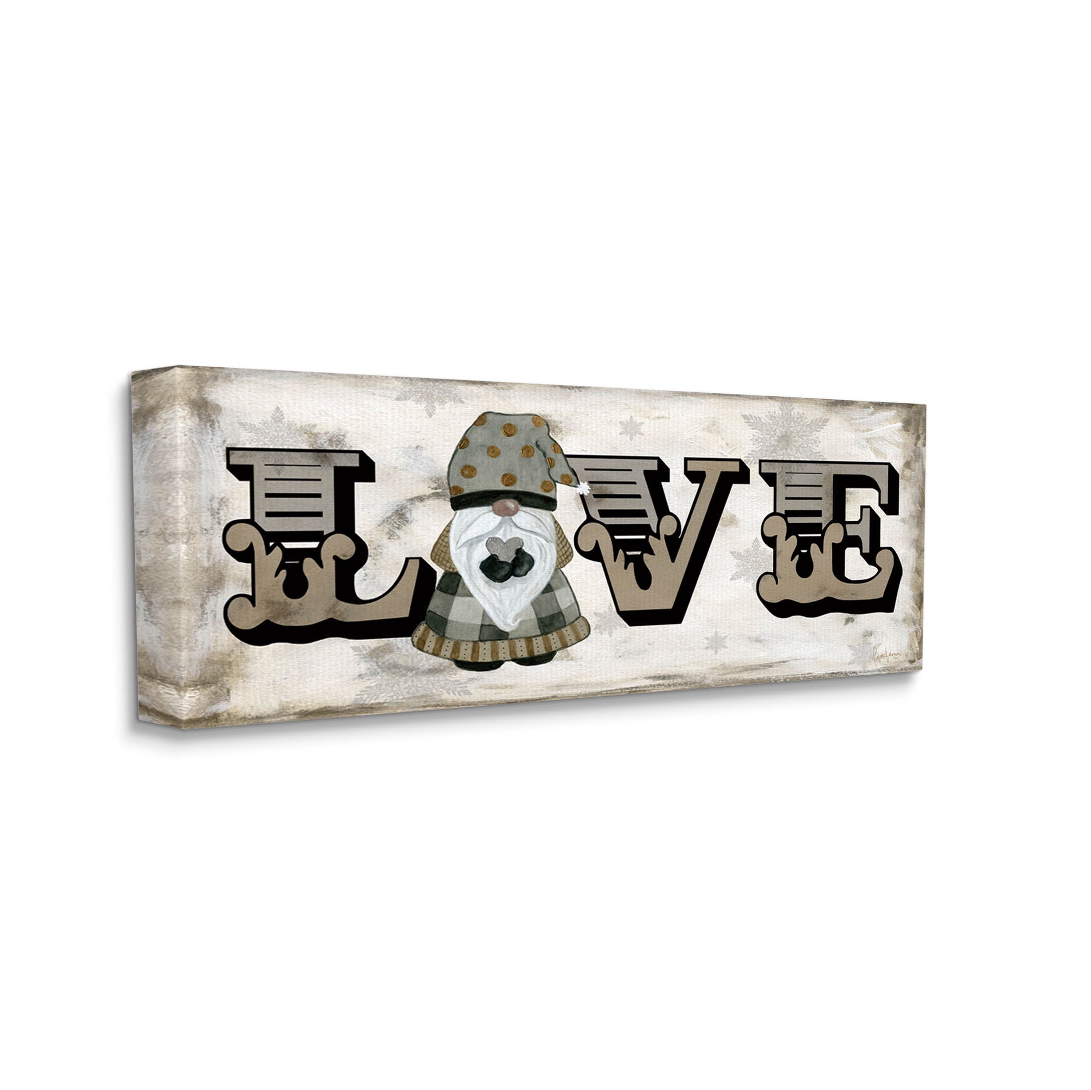 Stupell Industries Holiday Patterned Love Gnome Graphic Art Gallery Wrapped Canvas Print Wall Art, Design by Livi Finn