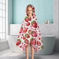 thumbnail image 6 of Red Strawberry Plants Fruit Heart Hooded Bath Towel，50"x30" for Ages 3 To 12 Kids, Quick Dry Lightweight Soft Microfiber Hood Beach Towel Cover Up for Kids, 6 of 7