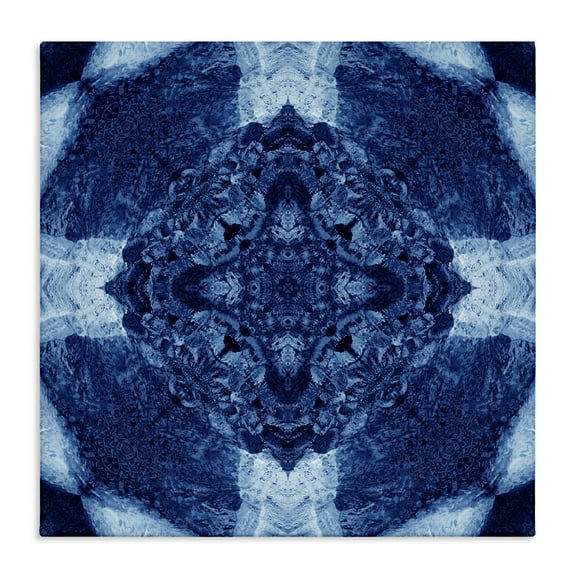 Stupell Industries Blue & White Geometric Abstract Painting Wrapped Canvas Art Print Wall Art, 17 x 17