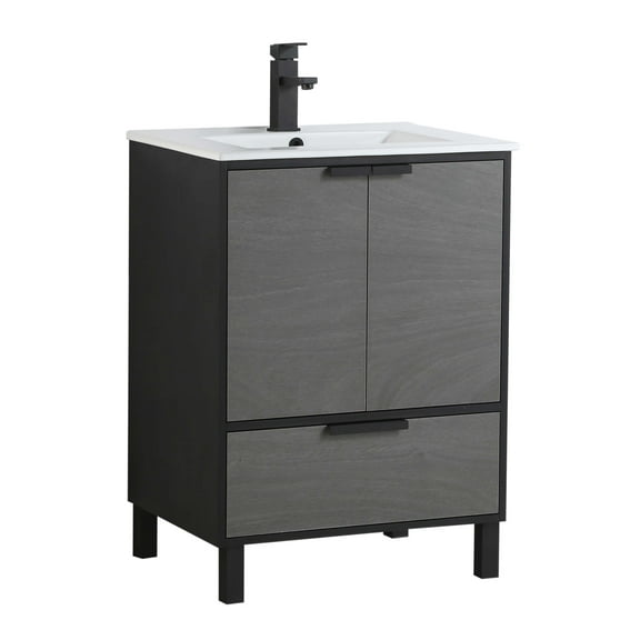 Fine Fixture Hamilton Bathroom Vanity and Sink, 24 Inch Classic Gray - ADA Compliant