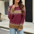 thumbnail image 2 of Sweater for Women Vintage Color Block Knitted Long Sleeve Shirts Jacquard Loose Fit Cozy Sweaters, 2 of 2