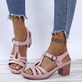 thumbnail image 3 of Leather Sewing Sandals Open Toe High Heels Comfortable to Wear White, 3 of 6