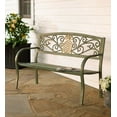 thumbnail image 2 of Plow & Hearth Pineapple Metal Garden Bench, in Verdigris, 2 of 2