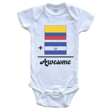 

Colombia Plus El Salvador Equals Awesome Cute Colombian Salvadorian Flags One Piece Baby Bodysuit