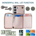 thumbnail image 4 of Crossbody Wallet Case for Samsung S23, RFID Blocking PU Leather Zipper Handbag Purse Flip Cover, Kickstand Case with Card Slots Holder Wrist Strap Lanyard for Samsung Galaxy S23, Rosegold, 4 of 12