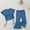 Blue, variant on Amidoa Girls Summer Outfits 2 Piece Cute Short Sleeve Top and Casual Shorts Kids Clothing Sets Gray Size 12-18个months
