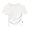 thumbnail image 5 of Girls Clothes White T Shirt Atheltic Shirt Slim Fitted Drawstring Side Summer Clothes Girls 13-14 Years, 5 of 5
