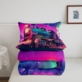 thumbnail image 4 of Erosebridal Train Print Bedding Sets Full with Comforter, Steam Engine Duvet Insert, Hot Pink, Reversible, 3 Pieces, 4 of 6
