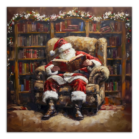 Creative Products Santa Cozy Library 20 x 20 Canvas Wall Art