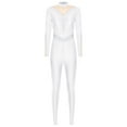 thumbnail image 3 of Hansber Women's Rhinestone Long Sleeve Gymnastics Leotard Ballet Dance Unitard Full Bodysuit Figure Ice Skating Jumpsuit White XXL, 3 of 5