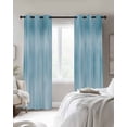 thumbnail image 3 of Teal Blue Blackout Curtains, Light Blocking Print Window Curtains, Modern Abstract Art Ombre Striped Thermal Insulated Window Drapes for Living Room Kitchen Cafe 2 Panels, 84"W x 84"L, 3 of 9
