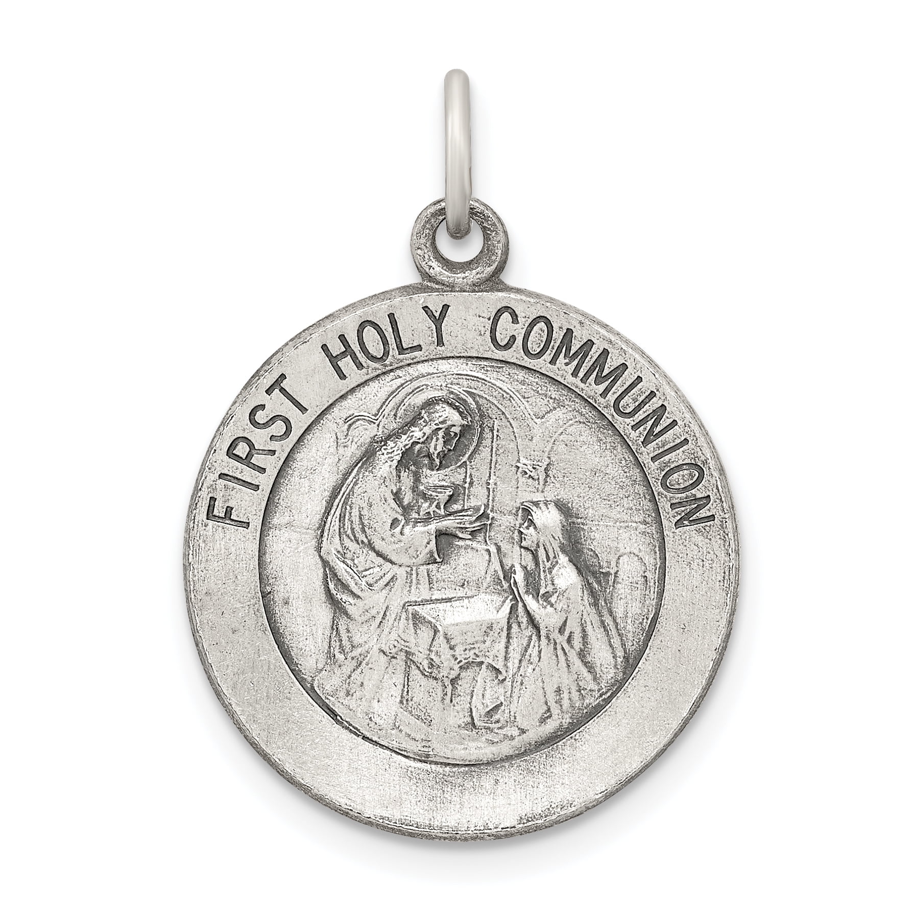 Sterling Silver Themed Jewelry Pendants /& Charms Solid 20 mm 25 mm Polished Matte Finish Holy Communion Pendant