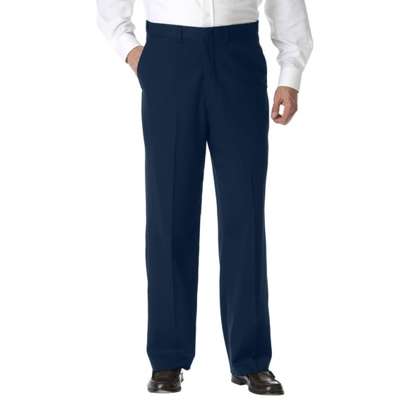 KingSize Men's Big & Tall KS Signature Collection No Hassle Classic Fit Expandable Waist Plain Front Dress Pants