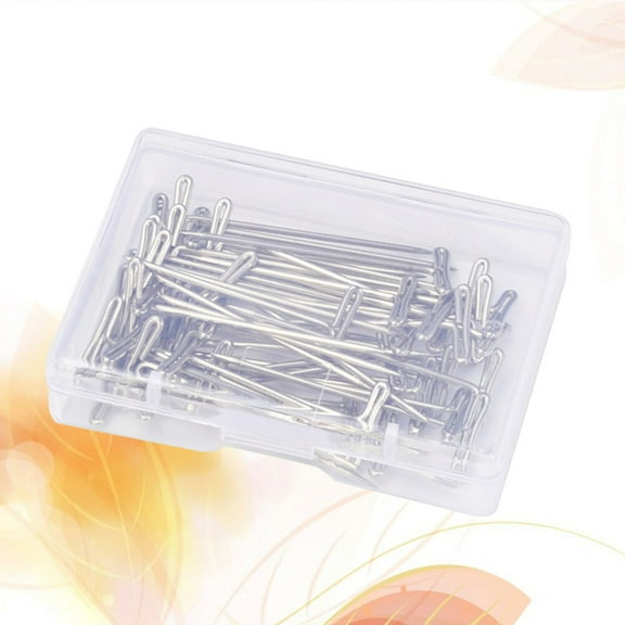 WHAMVOX 50pcs Stainless Steel T Pins with Plastic Box for Wig Use 53mm Silver Crafting Accessories