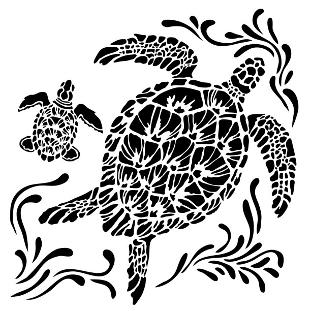 The Crafter's Stencil, 6" x 6", Sea Turtles