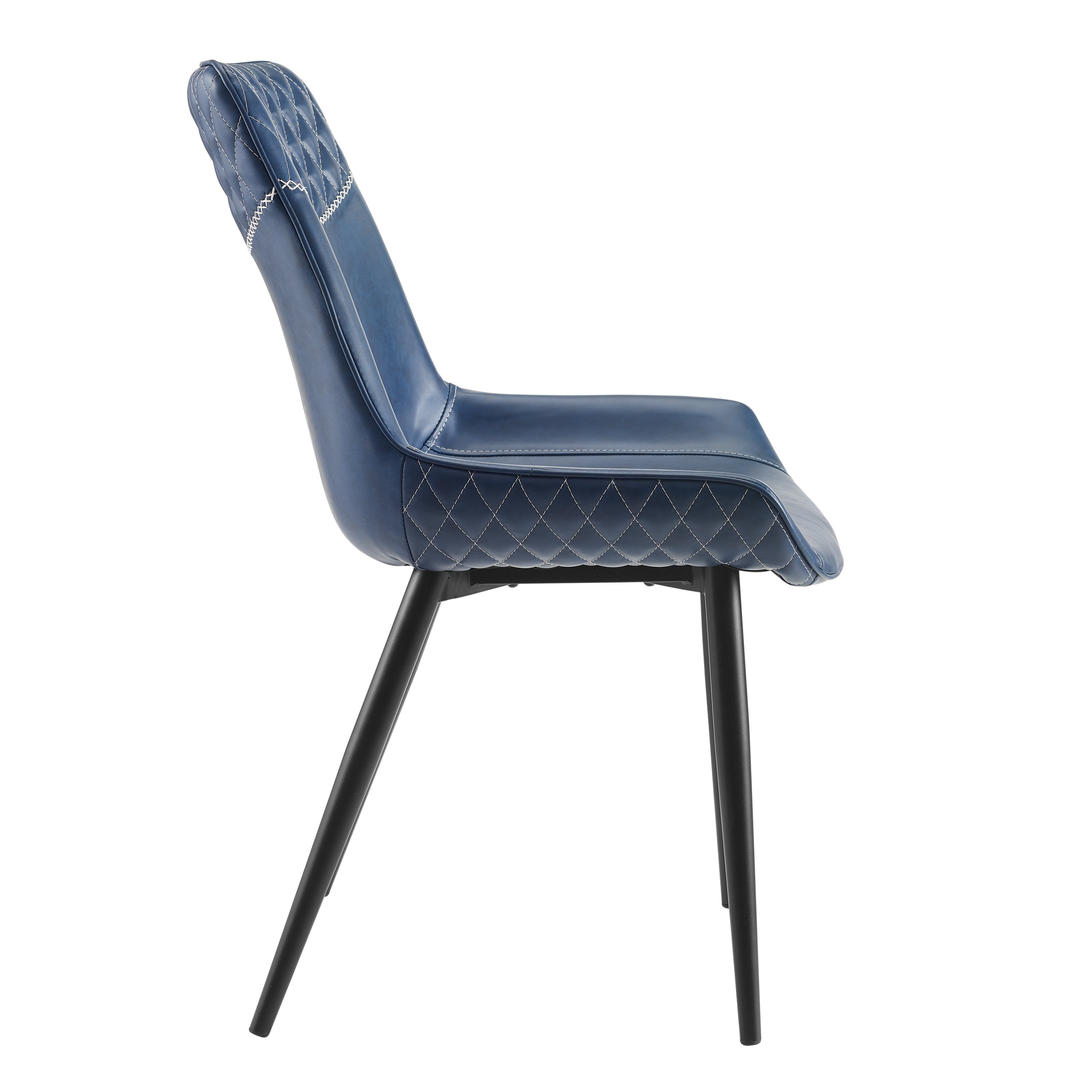 Linon Marcum Dining Chairs, Set of 2, Blue Faux Leather
